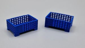 MSM5471/08 - 2 cajas palet azules de media altura con malla metálica - L.24 x W.16 x H.10.3 mm