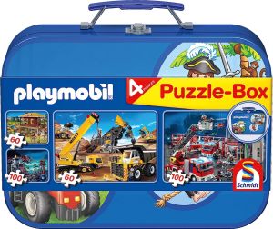 SCM55599 - 4 Puzzles PLAYMOBIL Box 60 y 100 Piezas azul