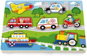 VIG51274 - Puzzle sonoro de 7 piezas - vehÃ­culos de madera