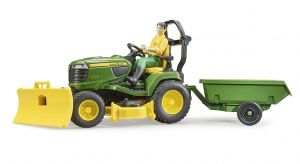 BRU62104 - Jardinería con tractor cortacésped JOHN DEERE; remolque