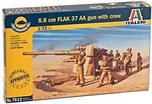 ITA7512 - Cañón 8.8cm flak 37 AA con sirvientes rápido de montar y pintar