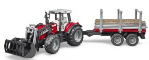 BRU2046 - MASSEY FERGUSON 7480 con cargador de leña y remolque