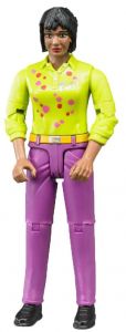 BRU60403 - Mujer negra con camisa verde y pantalón rosa.