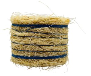 CW0272 - Paca de paja redonda con cordel azul - Diámetro: 4,8 cm x Ancho: 3,6 cm