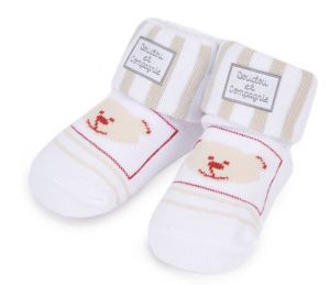 DC2726OURSBLANC - Calcetines de nacimiento - Blanco con osito - 0/6 meses