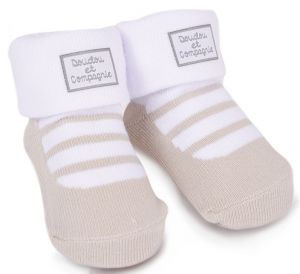 DC2726TAUPEBLANC - Calcetines de nacimiento - Topo con estampado blanco - 0/6 meses