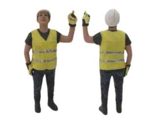 ADF32145 - Carácter del sitio de construcción levantando el dedo
