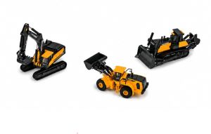 HYU18-1009 - Conjunto de 3 vehículos de construcción: Excavadora HYUNDAI HX520AL, Cargadora y Bulldozer HYUNDAI HL980A