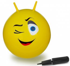 JAM460459 - Pelota hinchable amarilla Wink Smiley con bomba