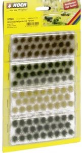 NOC07009 - 104 Mechones de hierba XL Verde oscuro, verde medio, marrón y amarillo - 6 mm