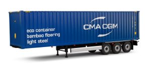SOL2400507 - Remolque portacontenedores de 3 ejes y contenedor CMA CGM