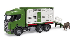 BRU3548 - SCANIA Super 560R 6x4 camión de ganado con una vaca