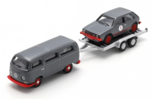SCH87U00067 - VOLKSWAGEN T2 Autobús con remolque y VOLKSWAGEN Golf I GTI