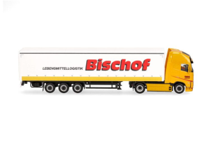 HER319348 - VOLVO FH GL XL eléctrico 4x2 con remolque de lona con puerta trasera de 3 ejes BISCHOF