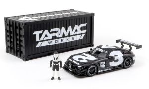 T64-008-4A3W - MERCEDES AMG GT3 #3 2018 con contenedor y figura Noir et Blanc