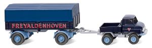 WIK037104 - Caja abierta MERCEDES UNIMOG U411 4X2 con remolque de caja abierta 2 ejes Freyaldenhoven