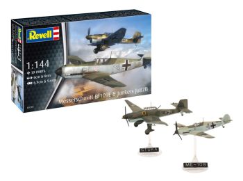 REV03770 - 2 aviones militares MESSERSCHMITT Bf109E y Junkers para montar y pintar