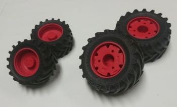 ART04277 - 4 Ruedas Trelleborg Rojas - Delanteras 47x24mm - Traseras 62x30mm