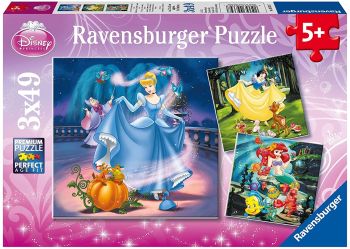 RAV093397 - Rompecabezas de 3x49 piezas de Princesas Disney