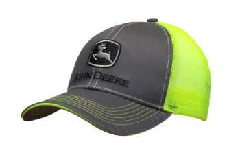 MC13080411CH - Gorra John Deere gris y amarilla fluorescente con parte trasera de malla