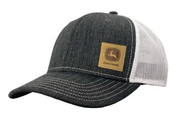 MC13080620BK - Gorra negra con parte trasera de malla blanca y parche JOHN DEERE