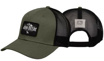 MC13080622OV - Gorra John Deere color caqui con malla negra en la parte trasera