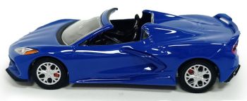 GREEN13370-E - Corvette Stingray Convertible 2021, serie GL Muscle, azul, todavía en su embalaje original.