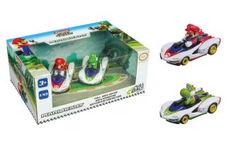 CARRERA15813022 - 2 coches de fricción con piloto MARIO KART - Mario y Yoshi