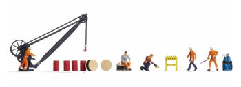 NOC16270 - Figuritas Temáticas - Depósito ferroviario - 5 trabajadores con accesorios