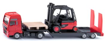 SIK1763 - Camión MAN 4x2 con plataforma portamaquinaria y carretilla elevadora LINDE