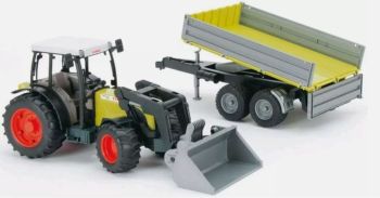 BRU1998 - CLAAS Nectis 267 F con cargador y remolque gris y verde