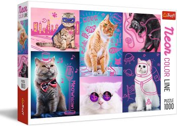 TRF10581 - Puzzle 1000 Piezas Gatos de color Rosa neón