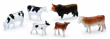 NEW05593E - Conjunto de 3 vacas en pie, 2 terneros y 1 toro