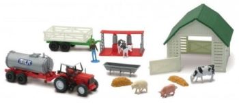 NEW05885B - Granja con tractor rojo y remolque