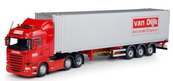 TEK65883 - SCANIA 3 ejes con portacontenedores de 3 ejes y contenedor de 40 pies "VAN DIJK"