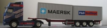 CON46124/01 - VOLVO FH16 4x2 NOOTEBOOM Con remolque portacontenedores de 3 ejes y contenedor de 20 pies P&O & MAERSK