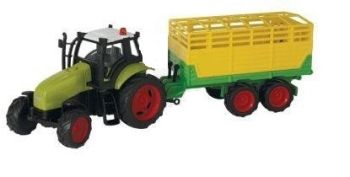 KID510653D - Tractor de fricción Green Claas con remolque para ganado