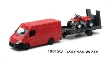 NEW19815C - Furgoneta roja con remolque y quad rojo