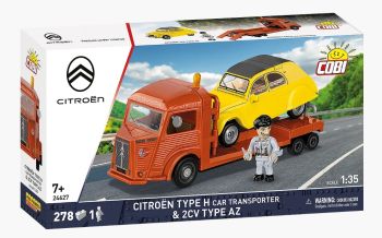 COB24627 - Camión portavehículos CITROEN Type H con CITROEN 2CV tipo AZ amarillo - 278 piezas