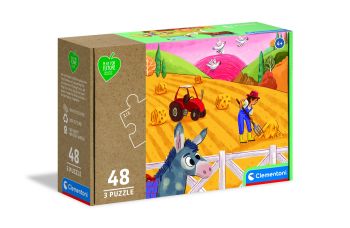 CLE25268 - 3 Puzzles de 48 piezas de animales de granja