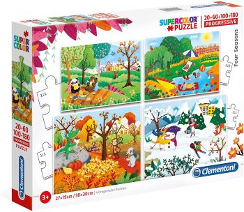 CLE21408 - 4 Puzzles 20-60-100-180 Piezas - Las 4 estaciones