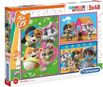 CLE25239 - Puzzle 3x48 Piezas 44 gatos