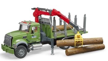 BRU2824 - Camión de transporte de madera MACK GRANITE con grúa y troncos
