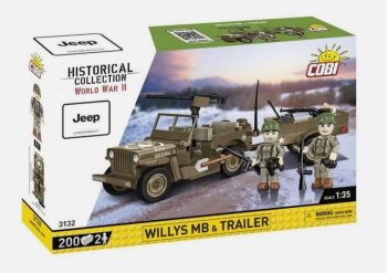 COB3132 - Vehículo militar Jeep Willys MB con remolque - 200 piezas