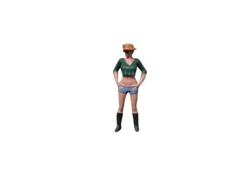 ATLAN32023_VERT - Mujer de pie con sombrero verde y bisel