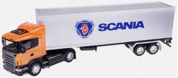 WEL32626 - SCANIA V8 R470 4x2 Naranja con Portacontenedores de 2 ejes y Contenedor