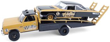 GREEN33260-A - DODGE Ram D350 1985 con DODGE Coronet 1965 marrón - HOTTON SPEED SHOP de la serie H.D TRUCKS