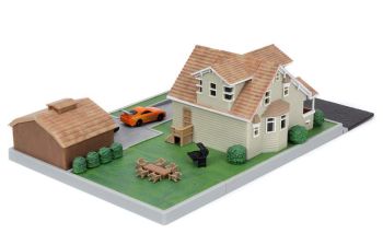 JAD33668 - Diorama Casa de DOM con DODGE CHARGER y TOYOTA SUPRA FAST AND FURIOUS