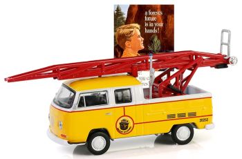 GREEN38070-B - VOLKSWAGEN Type2 Double cab Pick-up - Ladder Truck 1968 amarillo de la serie SMOKEY BEAR en blíster