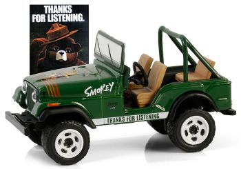 GREEN38070-C - JEEP CJ-7 1975 verde de la serie SMOKEY BEAR en blíster